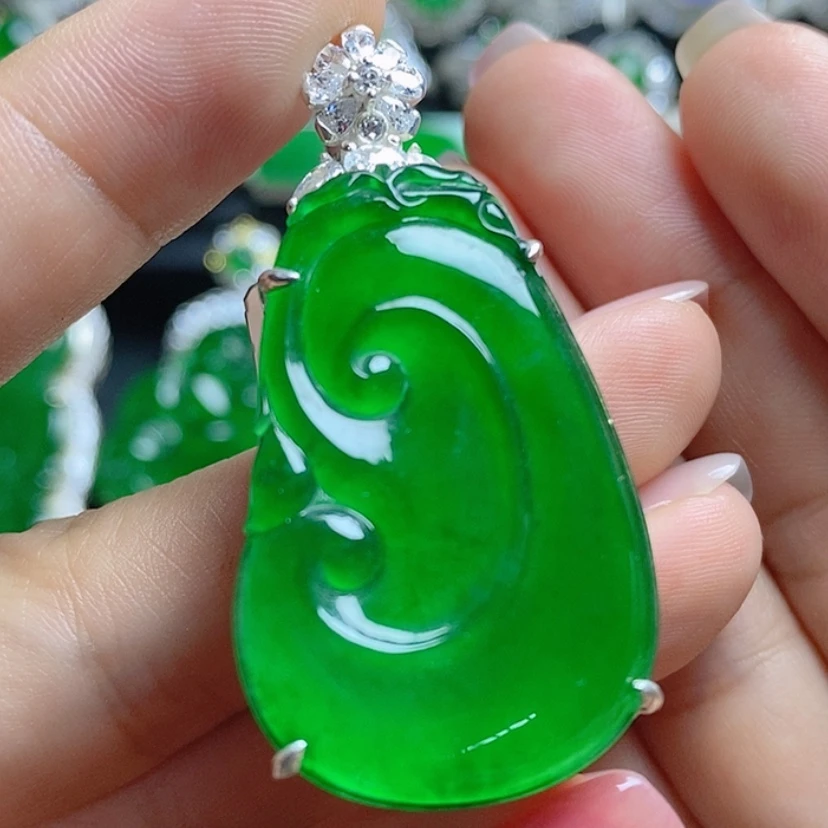 【闪购商品】翡翠挂件银S925镶嵌如意