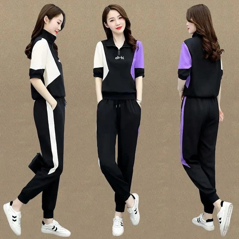 10010女装运动装套装短袖显瘦洋气减龄夏季宽松气质