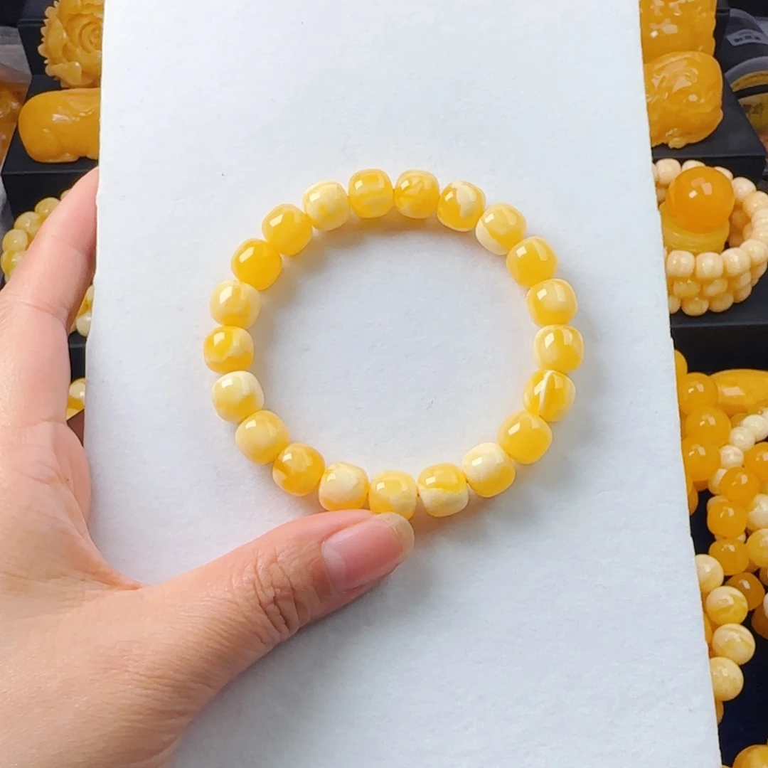 蜜蜡未镶嵌颈饰白花同料10