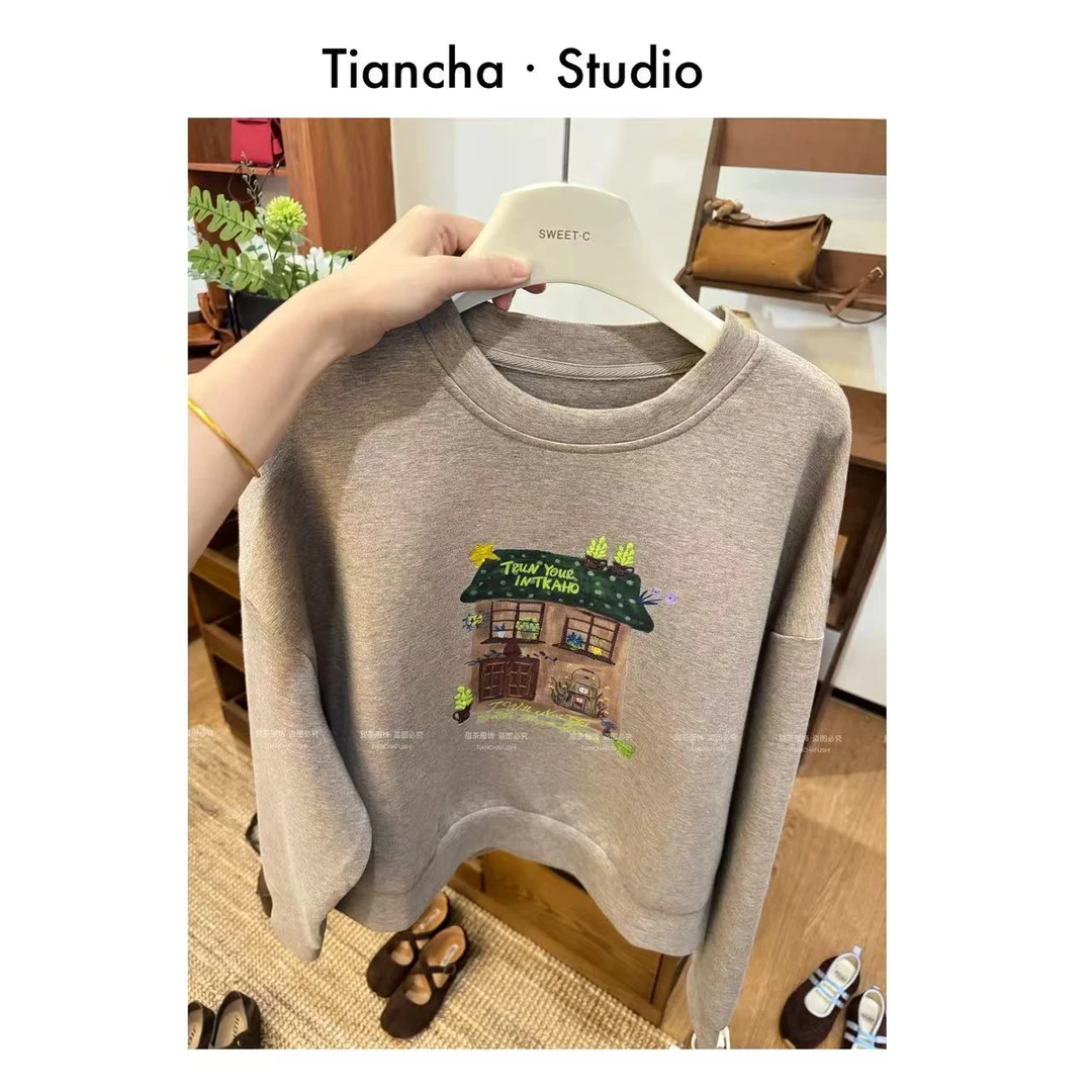 sweet c 【浪漫小屋】G0082#2025秋冬韩风卫衣含羊毛软糯显瘦气质