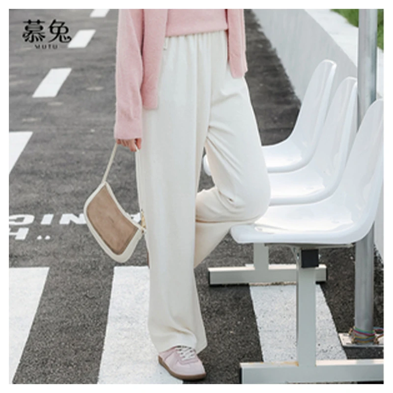 慕兔法式高腰休闲卫裤女秋季2024新款宽松小个子百搭运动裤子潮