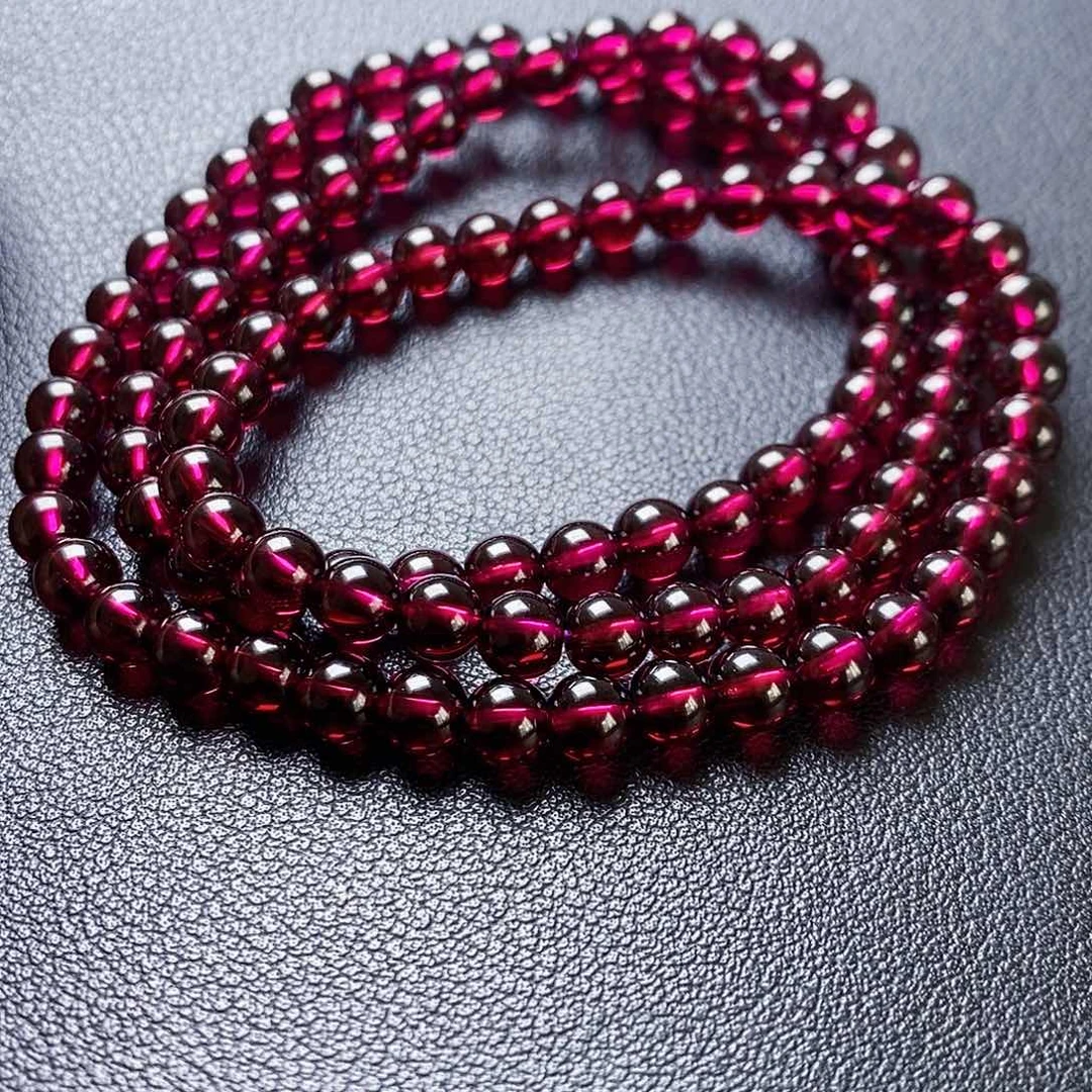 石榴石手链未镶嵌宋***6.0 3圈紫牙乌