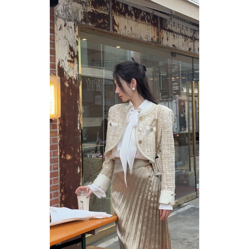 【雅乔宠粉专场】金色战衣 亮片满绣香风小外套DYYK-23071299