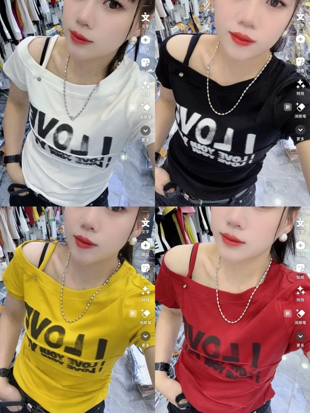 常规服装夏季性感一字领T恤55856