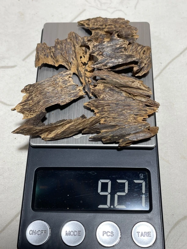 沉香老虫漏9.27克，下树50年许，黑油肉，清香甘温，干净耐闻。