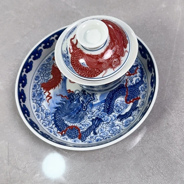 杯双龙戏珠壶乘➕马蹄盖碗