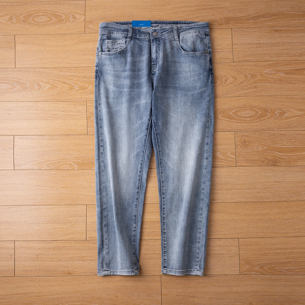 R品质男装！锥形裤！有弹力！牛仔裤男春夏薄款百搭裤休闲九分裤潮流