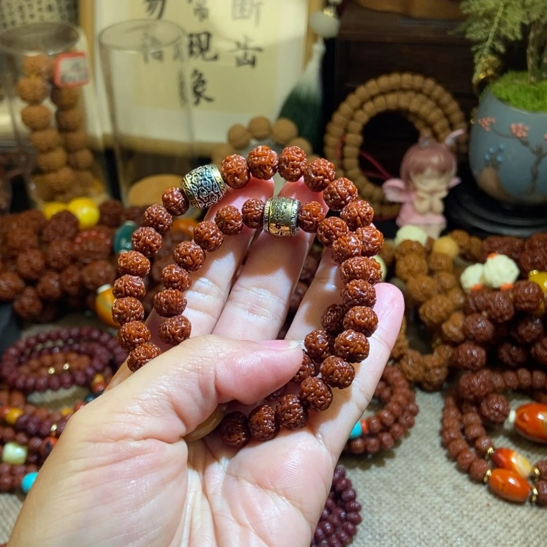 金刚菩提手串95玉化双圈银饰跑环