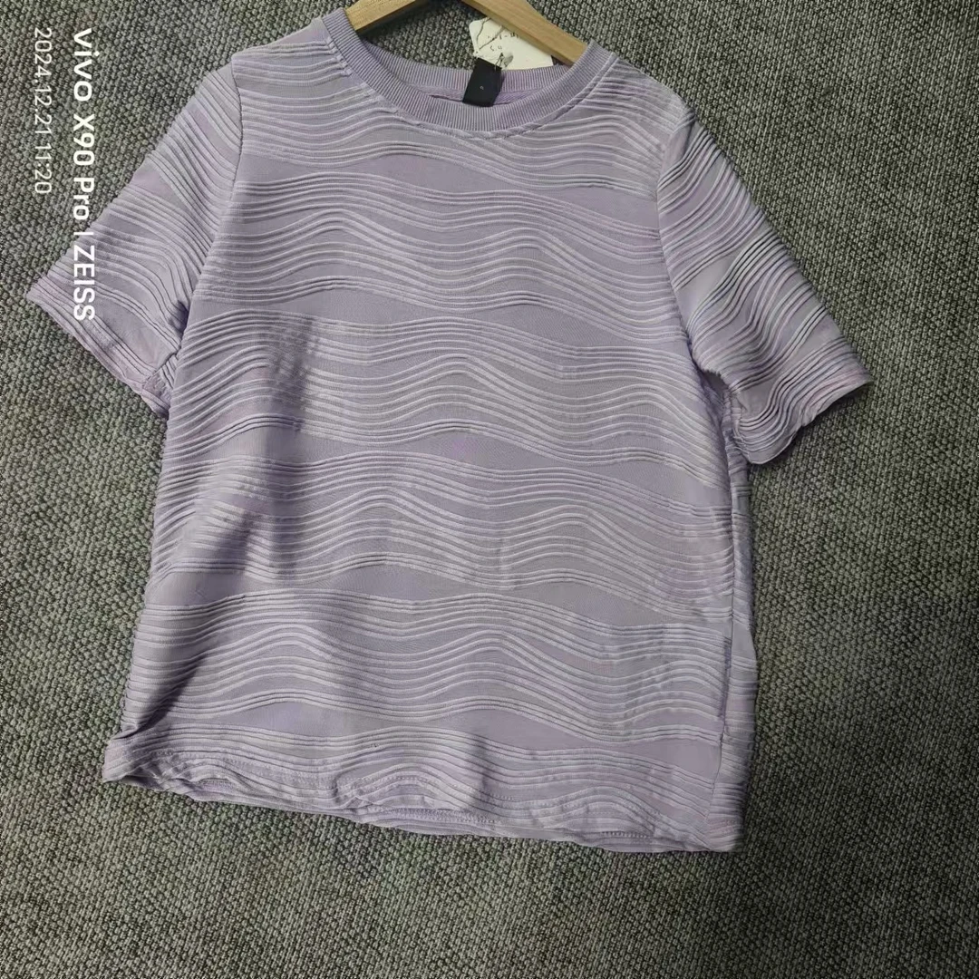 唯琳剪标 8仓A8-8-2873款 紫色水波纹短袖