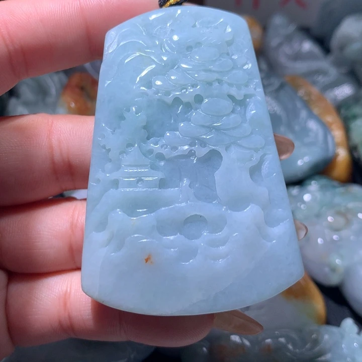 翡翠未镶嵌颈饰保真天然A货翡翠