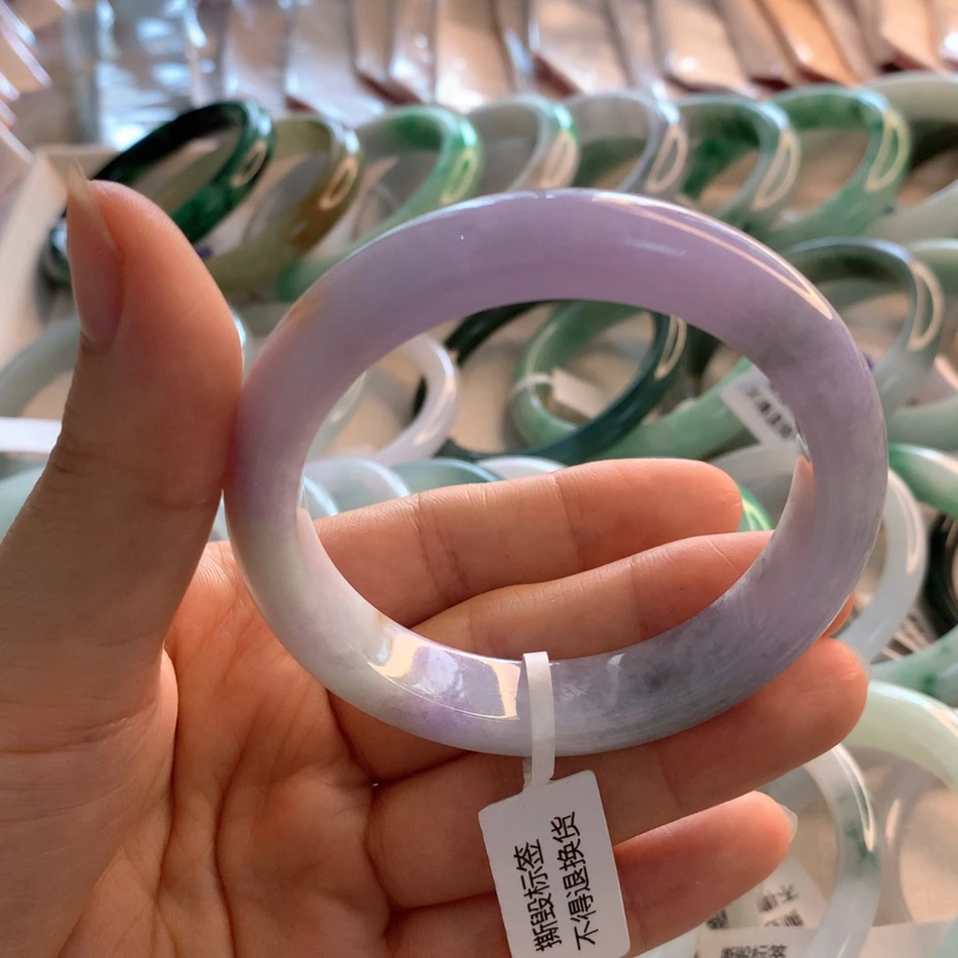 翡翠手镯未镶嵌紫色54.5