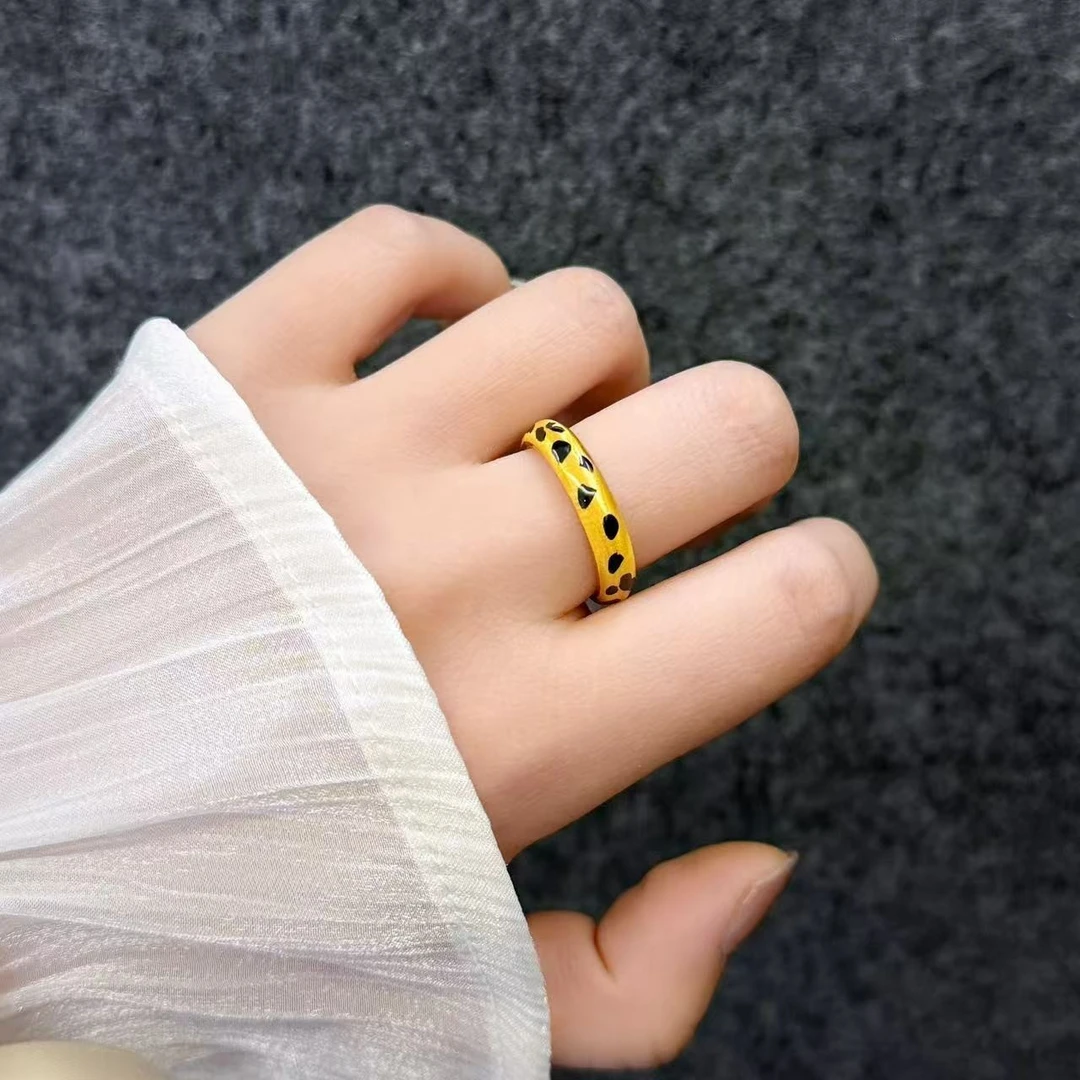 【小鹏黄金】足金999黄金时尚豹纹5D工艺戒指