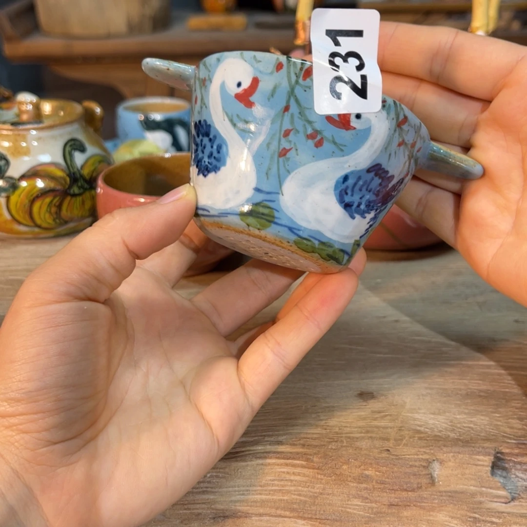 壶素浅陶瓷手工手绘