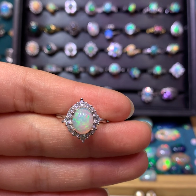 【闪购商品】欧泊银S925镶嵌裸石x****x戒指