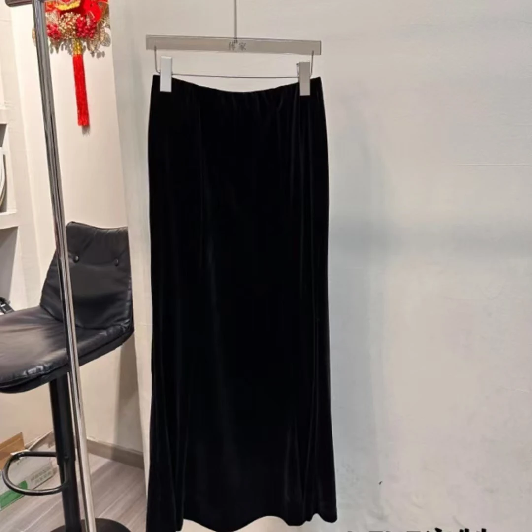 LILI秋冬高腰显瘦丝绒半身裙鱼尾长裙气质百搭1889