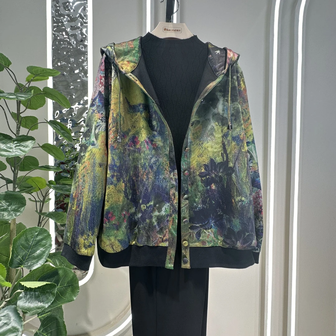 JIANKUAN 高品质 绿色连帽无里布外衣 JK19018 衣长61