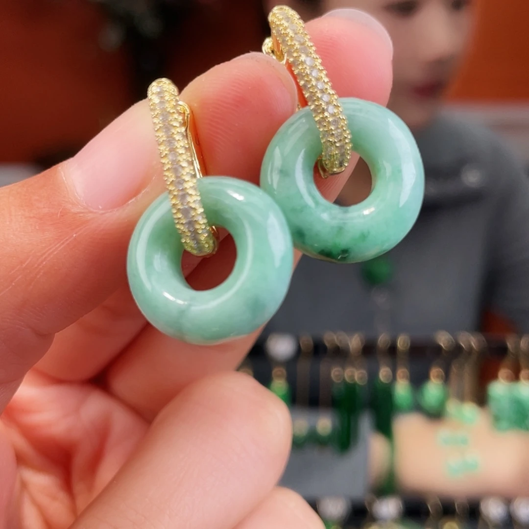 翡翠未镶嵌耳饰饰品