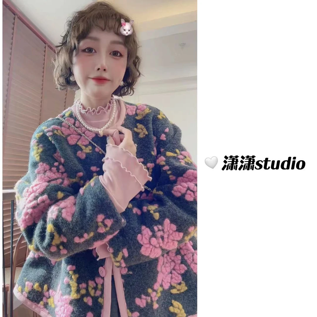 【桃花朵朵】【版型显瘦】【颜色超显气色】潇潇自制立体花朵外套XS2645