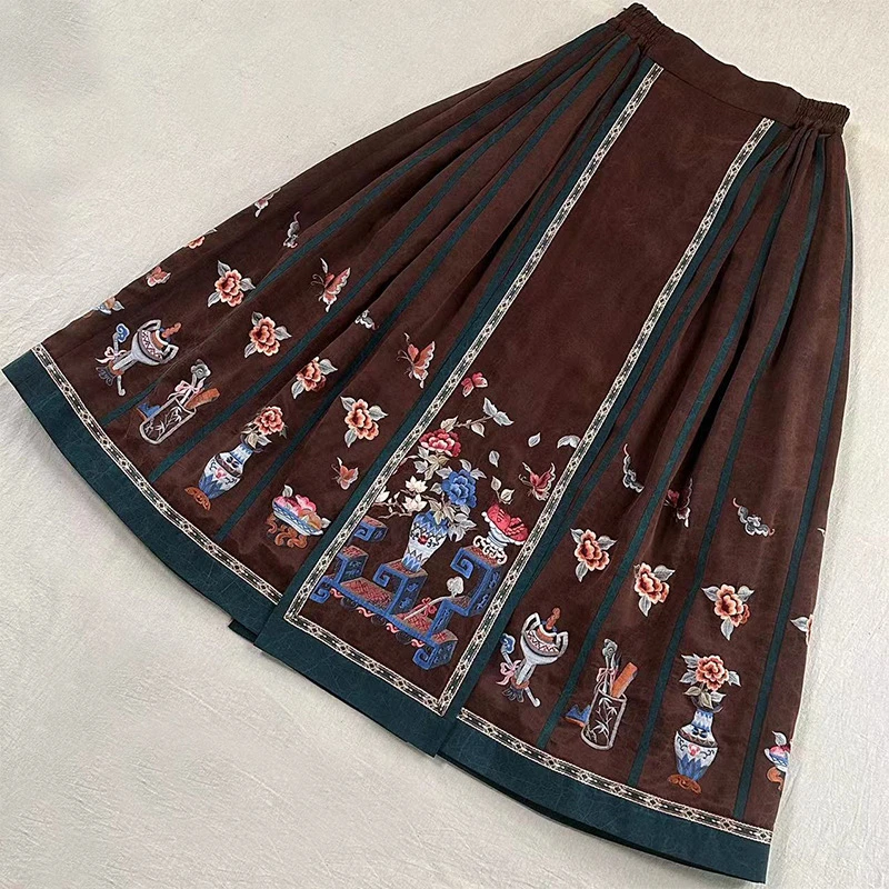 【兰亭】复古新中式纯手工桑蚕丝香云纱中国风百褶女士马面裙