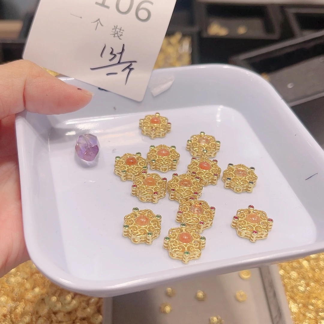 紫晶珠宝半成品银S925镀金镶嵌106