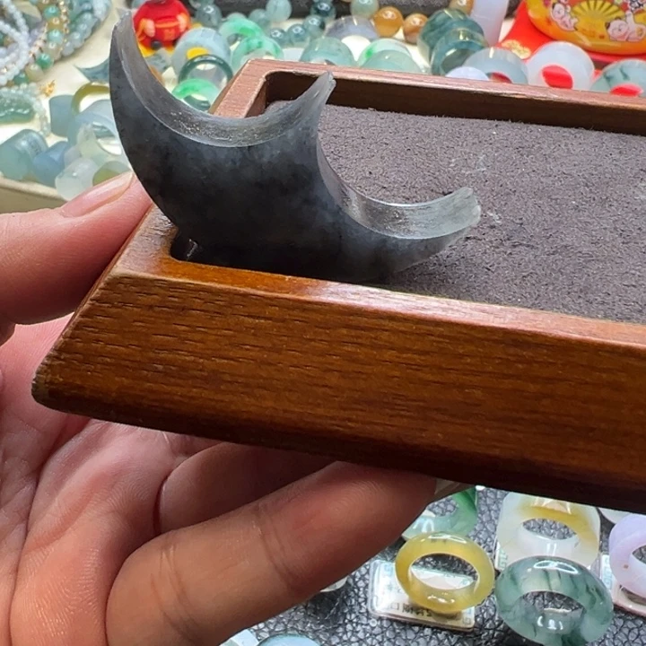 定制翡翠未镶嵌水墨画冰乌鸡不包工