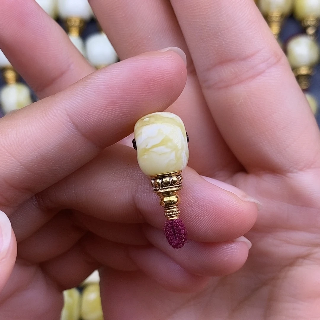 裸石琥珀18K金镶嵌10mm 蜜蜡三通