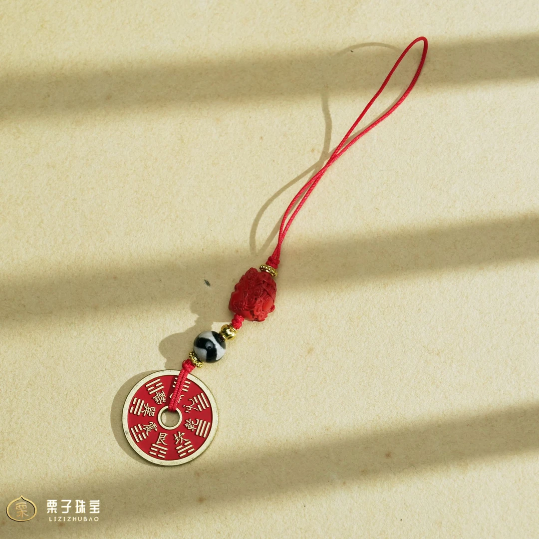 天然辰砂扶摇臻选 | 朱砂大黑天山鬼花钱吊坠
