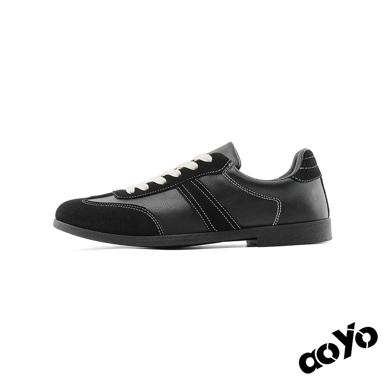 aoyo25FW冬季平底休闲百搭德训皮鞋男尖头老钱风小众复古皮鞋男鞋