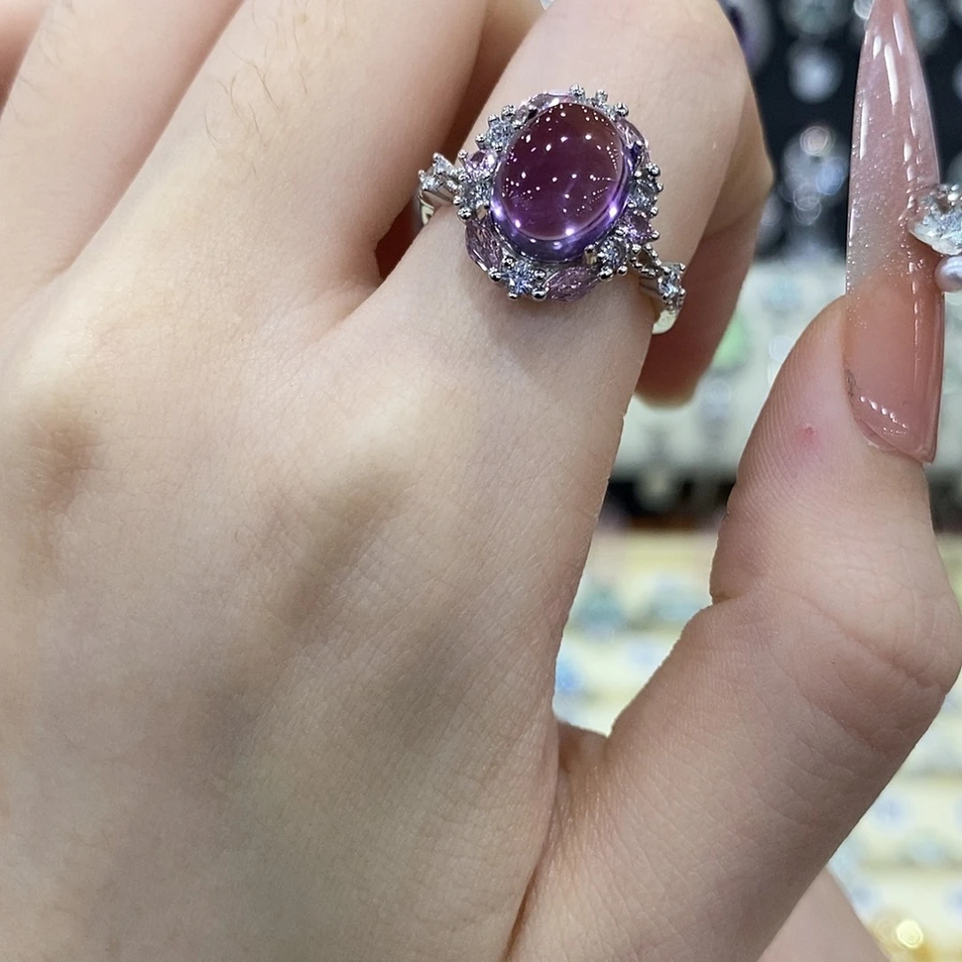 紫晶戒指银S925镶嵌
