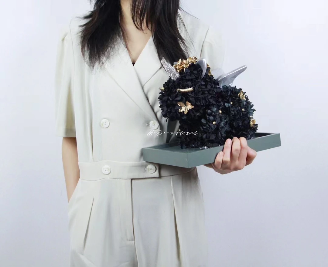 永生花小黑金独角兽 爱的专属 情人节礼物