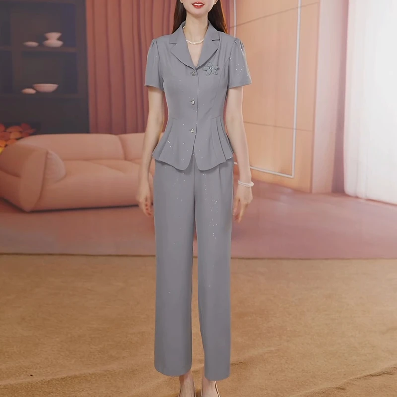 高端正品时尚气质优雅阔太太套装2025夏季新款中年妈妈显瘦俩件套