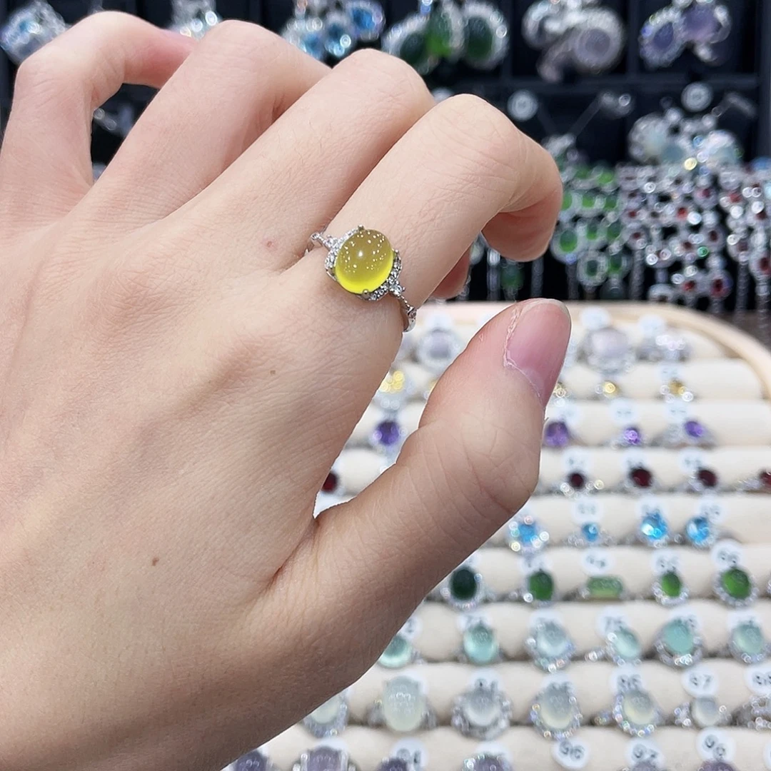 蛇纹石玉银S925镶嵌戒指戒指