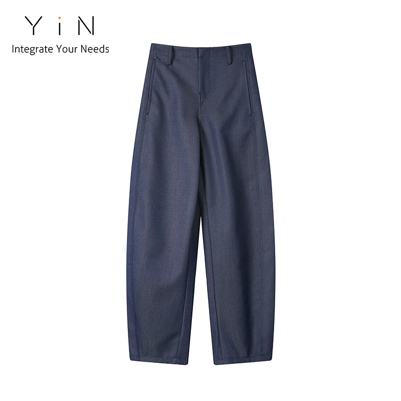 YiN 春夏精纺羊毛混纺牛仔弯刀裤TT51P102