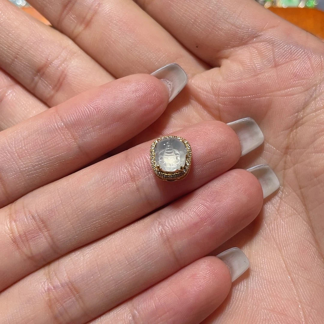 吊坠(不含链)18K金镶嵌翡翠