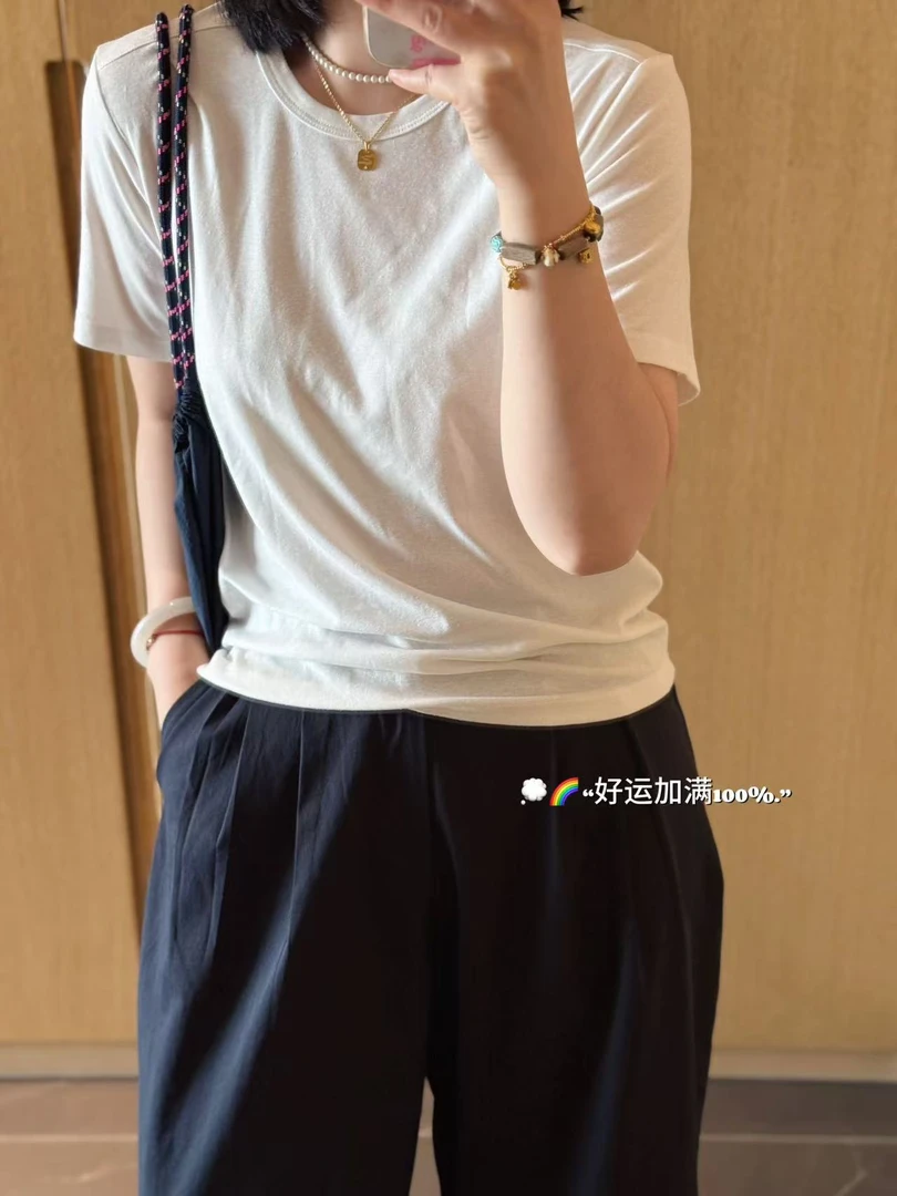 「雨露新麻」金小姐.奶油泡芙感柔软麻料极简T～