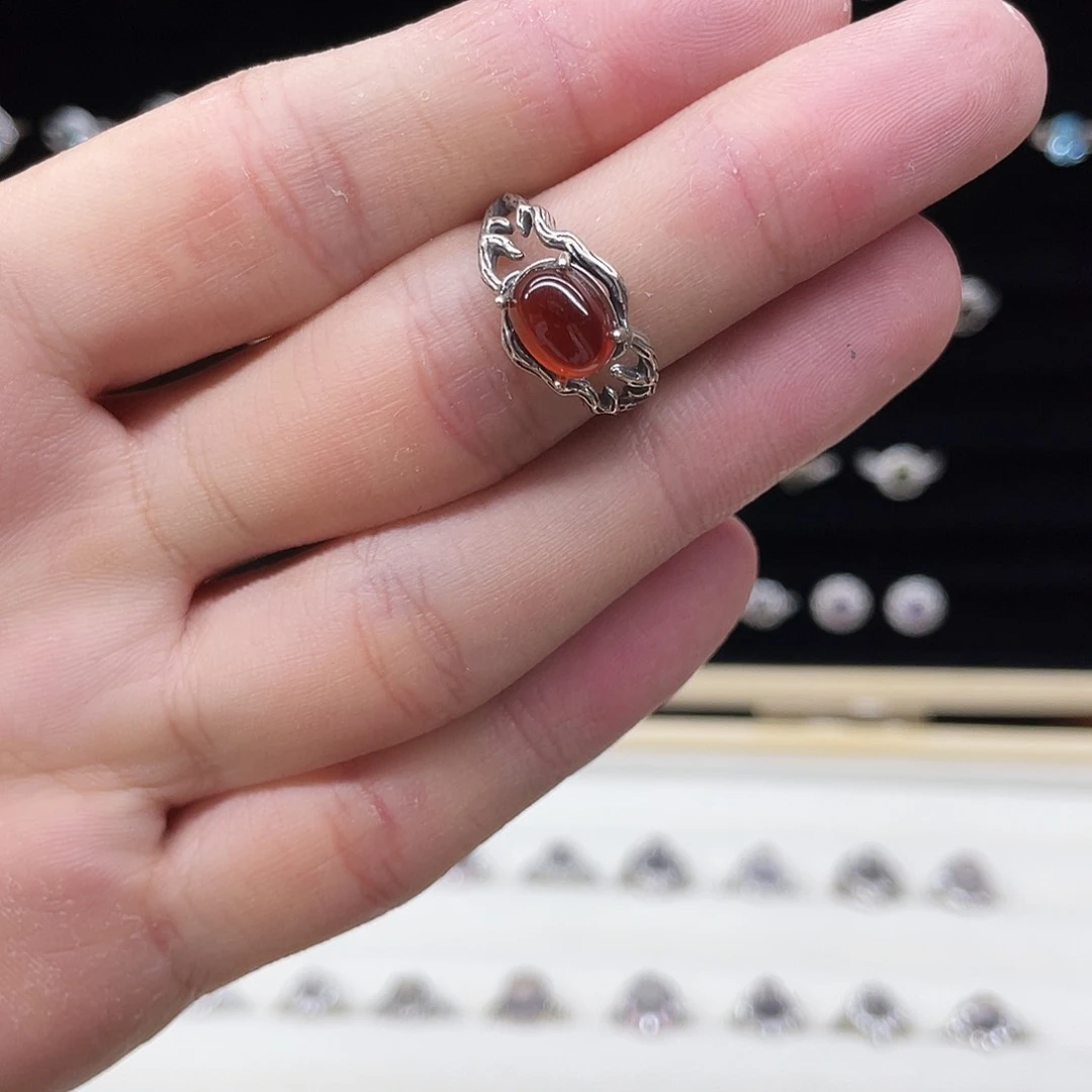 石榴石戒指银S925镶嵌