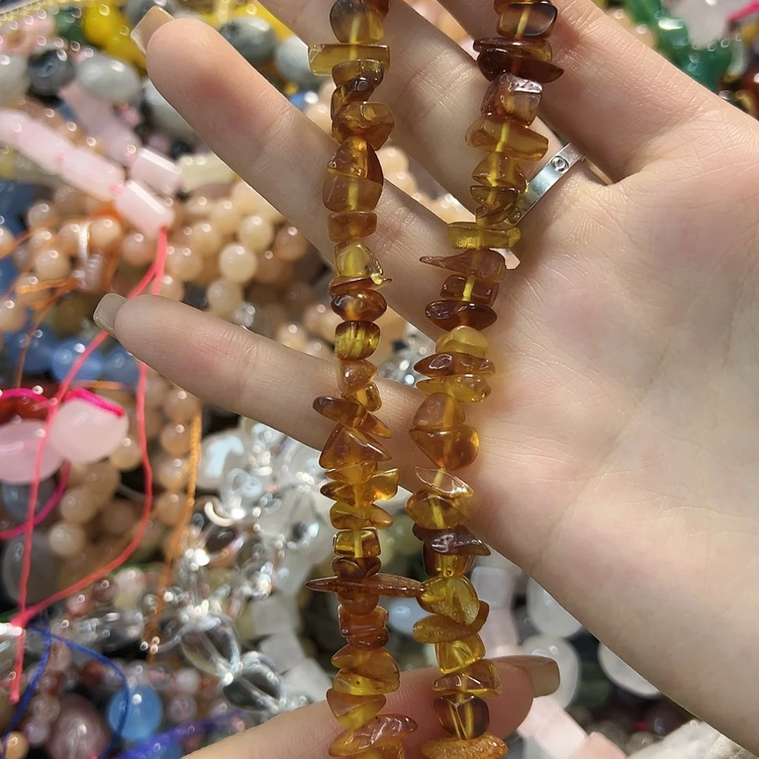 玛瑙/玉髓合金珠宝半成品琥珀碎石一条