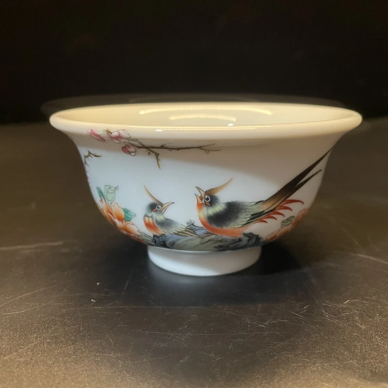 1.1a/N100200/01194/粉彩富贵同春压手杯/口径9.7高5.2/100CC