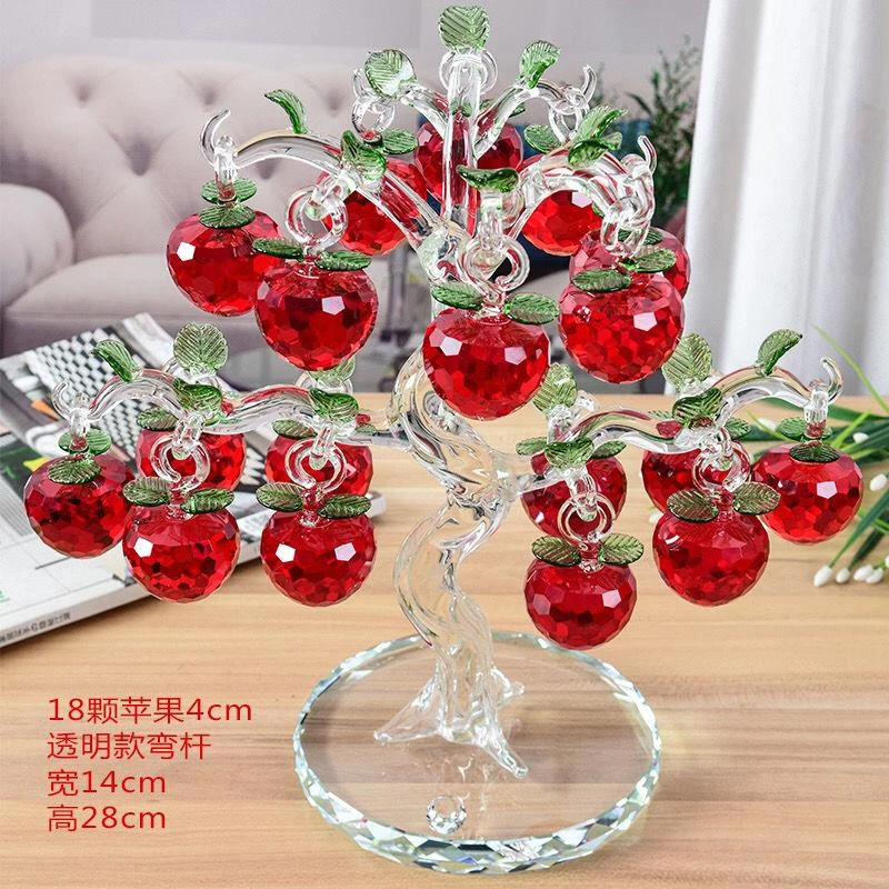 招发财玻璃工艺品摆件苹果树摆件摇钱树客厅玄关电视酒柜