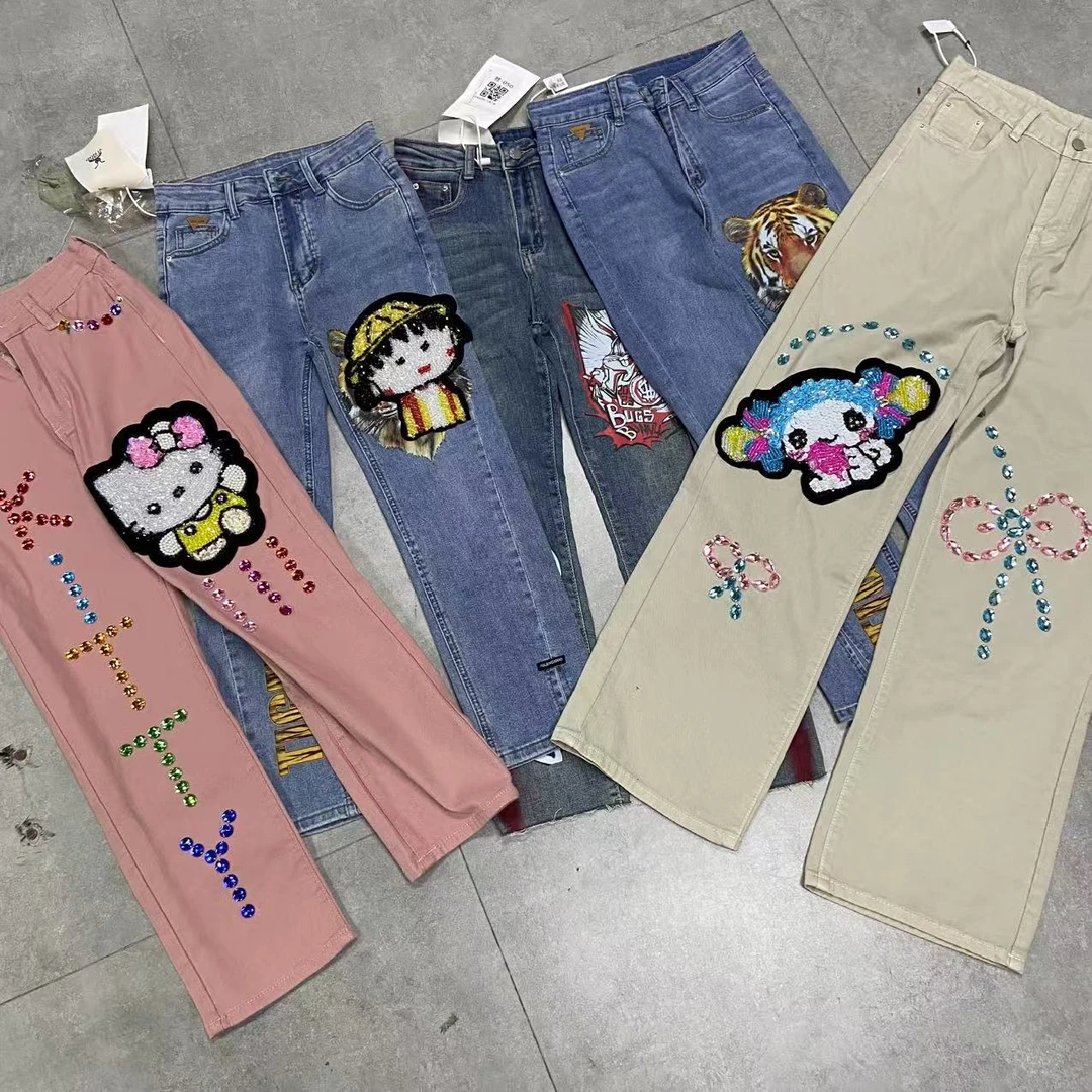 欧货潮牌重工钉珠百搭宽松牛仔裤合集 DZ250316