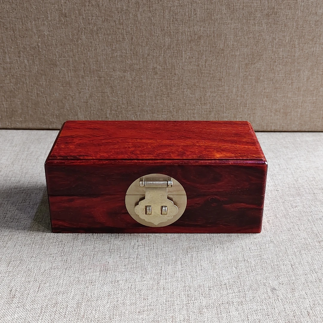 075 小叶紫檀平镶全独14*7*5.5翻盖饰品盒