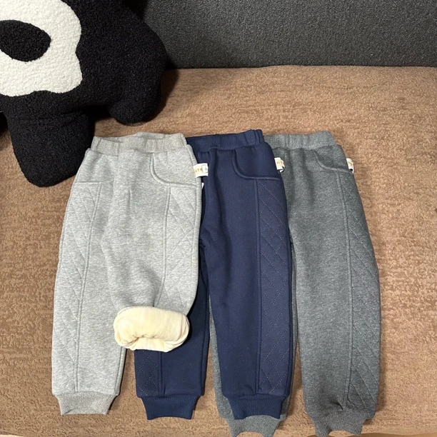 男童冬季双层加厚加绒保暖休闲裤长裤宝宝外穿束脚裤子卫裤儿童