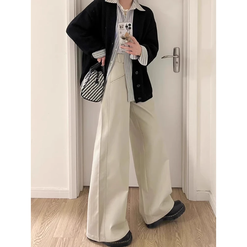 西装喇叭休闲裤女弹力高腰显瘦大码胖mm遮肉梨形身材秋季新款裤子