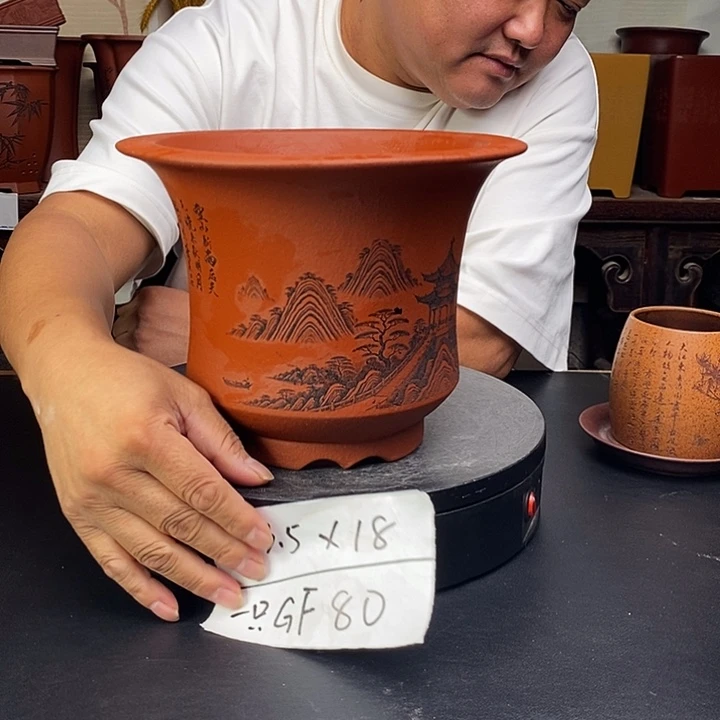 紫砂花盆货号一只GF80