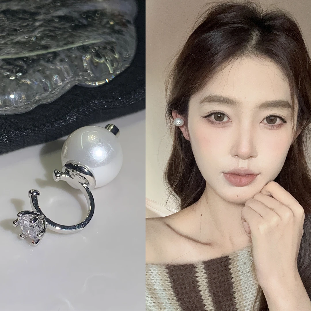 oushipei/欧诗佩 铜合金仿珍珠耳饰 双面可戴~百搭珍珠闪钻耳夹