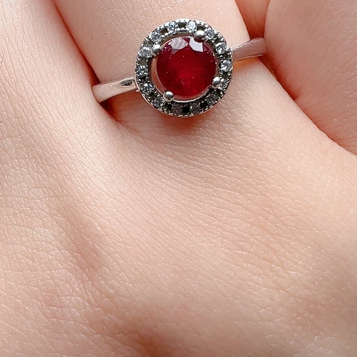 红宝石戒指银S925镶嵌