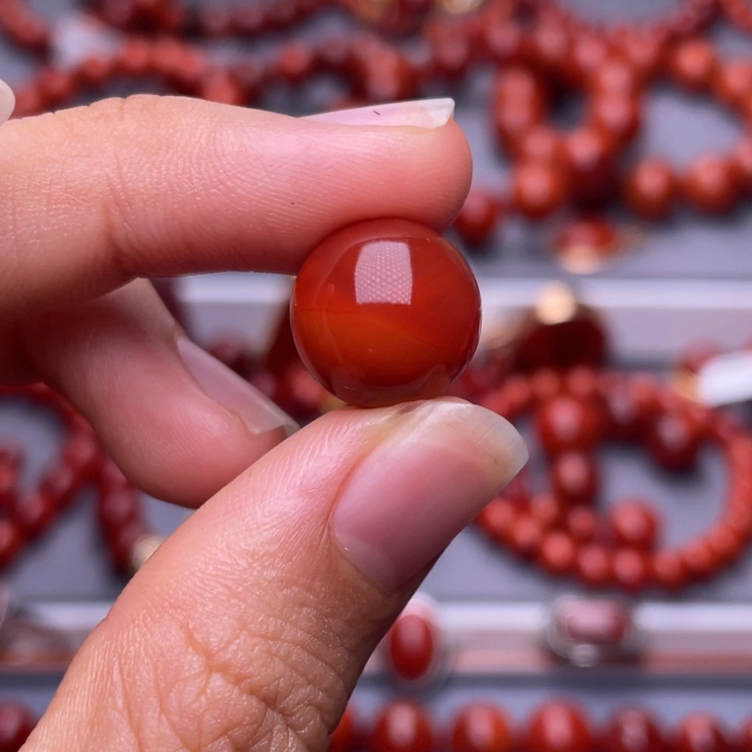 c***d南红玛瑙未镶嵌其他天然原矿）13mm瓦西玫锦双色单珠