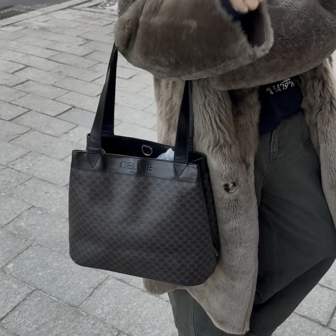 95新 Celine/思琳 思琳 老花黑色托特包