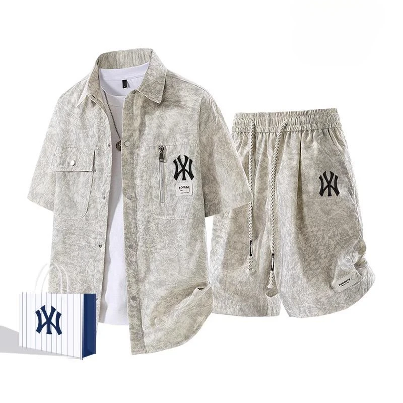 【Npkp&Victorit官方】轻奢夏季男士休闲套装美式复古宽松痞帅短袖