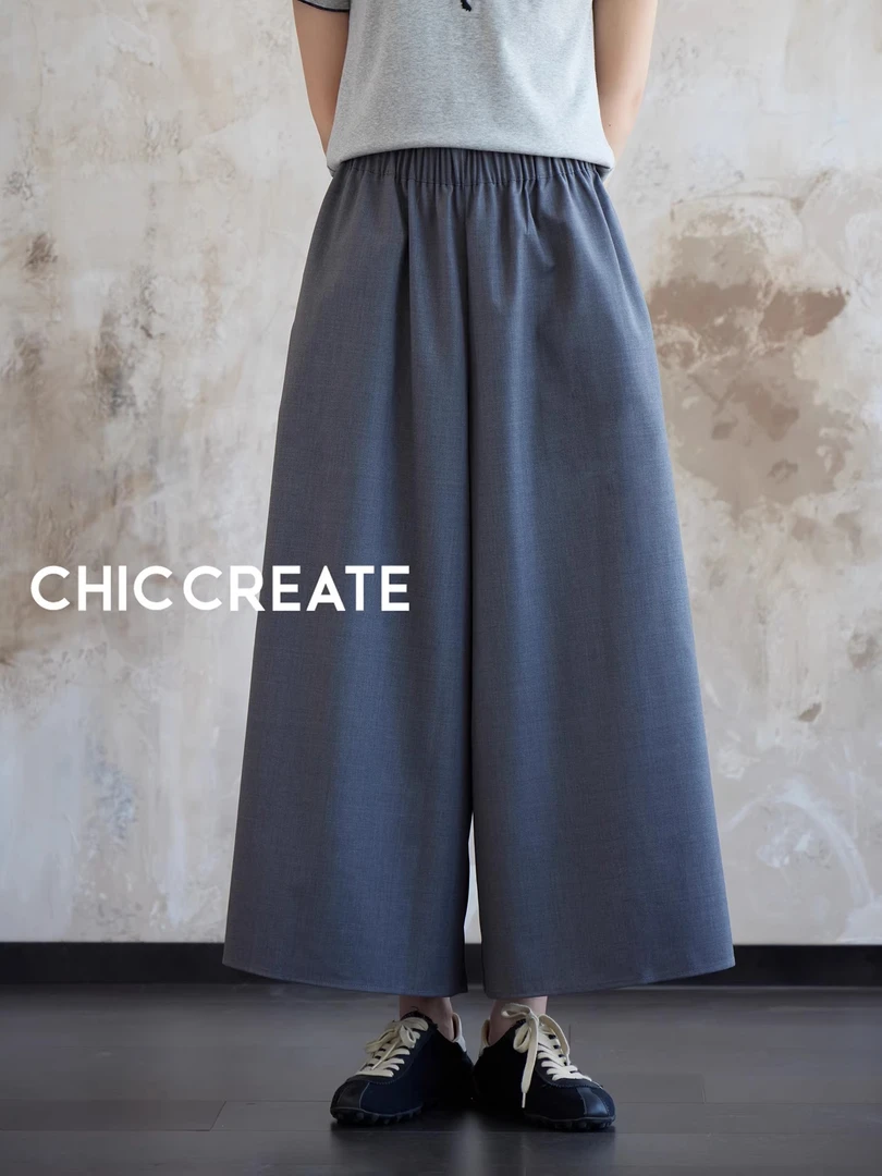 通勤大女主气场！ 松紧腰宽松九分阔腿休闲裤裙裤女秋新